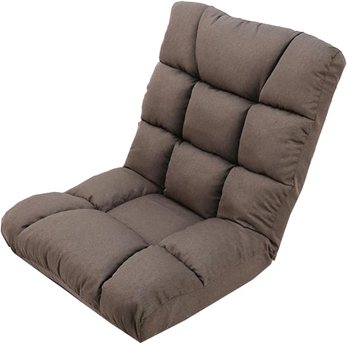 GIZNXBA Floor Chair Adjustable Folding Floor Gaming Chair with 14-Position Back Support Indoor Adjustable Foldable Lazy Sofa Bed Adults for Reading Meditating Watching TV(/Brown)