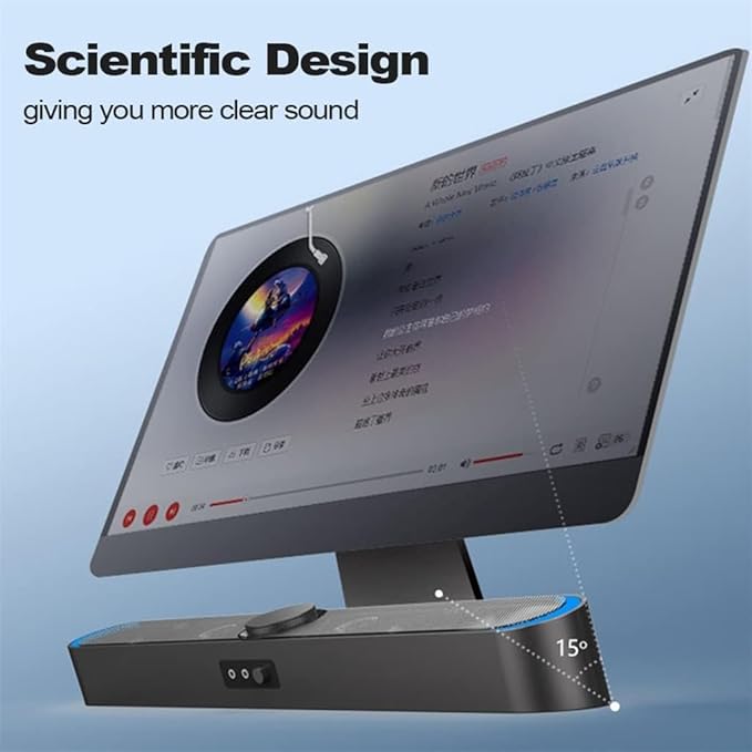 Computer Speakers for Desktop USB Powered Speaker Bar Portable Computer Speakers 3.5mm Audio Mic Plug Wired Soundbar Speaker for PC Tablet Laptop(OneColor)