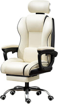Gaming Chair with Footrest Reclining High Back Computer Game Chair with Lumbar Support and Headrest White
