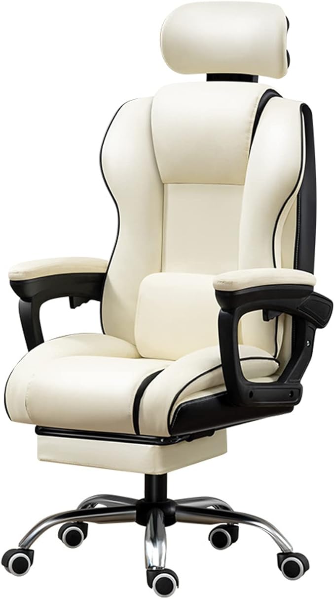 Gaming Chair with Footrest Reclining High Back Computer Game Chair with Lumbar Support and Headrest White