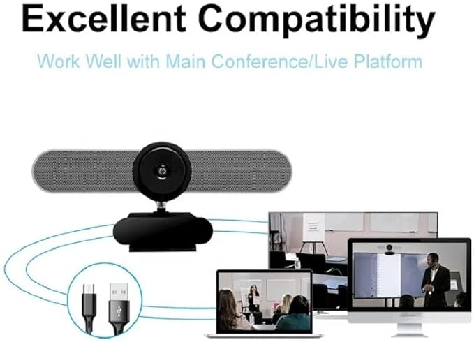 Web Conferencing Live Show Education Video Conference Camera 4k with Speaker Microphone Computer