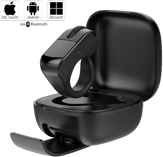 Latest Model Wireless Finger Ring Mouse Bluetooth Touchpad Cursor Control TikTok Video Scroller Compatible with PC Laptop Mobile TabletSelfie Video Scrolling Page Turner