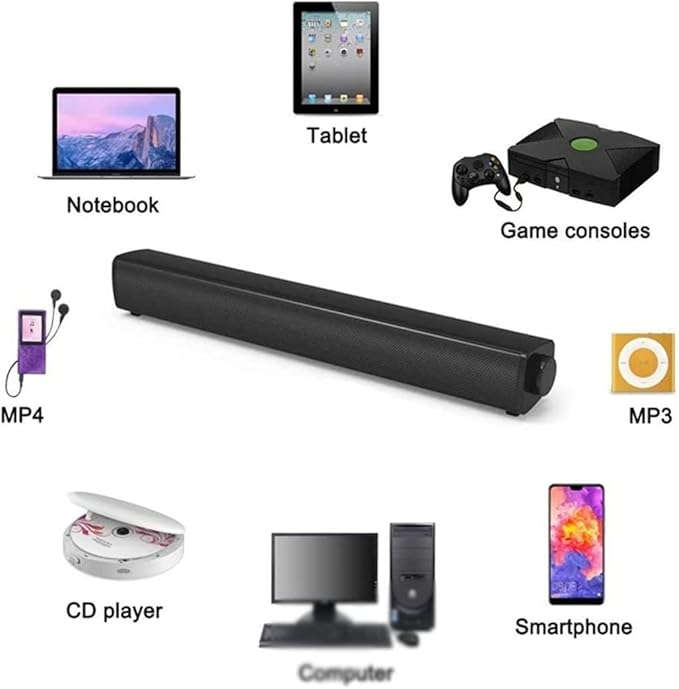 Computer Speakers Computer Sound Bar USB Powered PC Speakers 3.5mm Aux-in Computer Speakers for Desktop Laptops PCs Phones Tablets