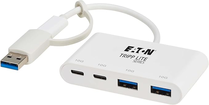 Tripp Lite 4-Port USB-C Hub for Laptop 2 USB-A &amp 2 USB-C Ports - USB 3.2 Gen 2 with 10 Gbps Data Transfer Thunderbolt 3 Compatible No Software Needed White 3-Year Warranty (U460-004-2A2C-3)