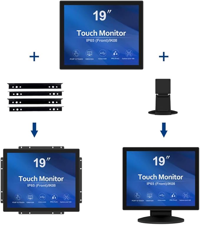 GreenTouch 19 inch Ultra Slim Touch Open Frame Monitor HDMI/VGA/DVI Interface 1280 x 1024 Resolution Industrial Touch Display
