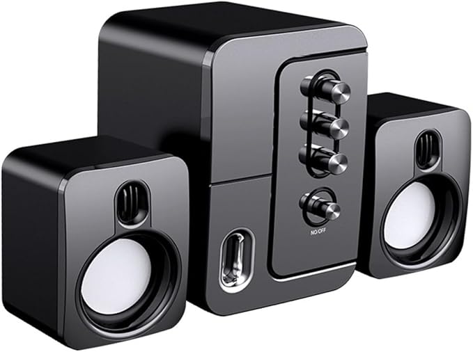 NOLITOY USB Desktop Computer Laptop Speakers Portable 3D Surround Sound with Bass Black Compact Music Loudspeaker for Home and Office Use