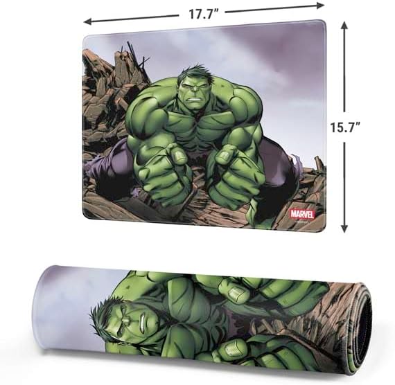 Skinit Medium Gaming Mouse Pad - Officially Licensed Hulk Design with Stitched Edges Waterproof Non-Slip Rubber Base Desk Mat for Keyboard &amp Mouse 17.7 x 15.75 inches