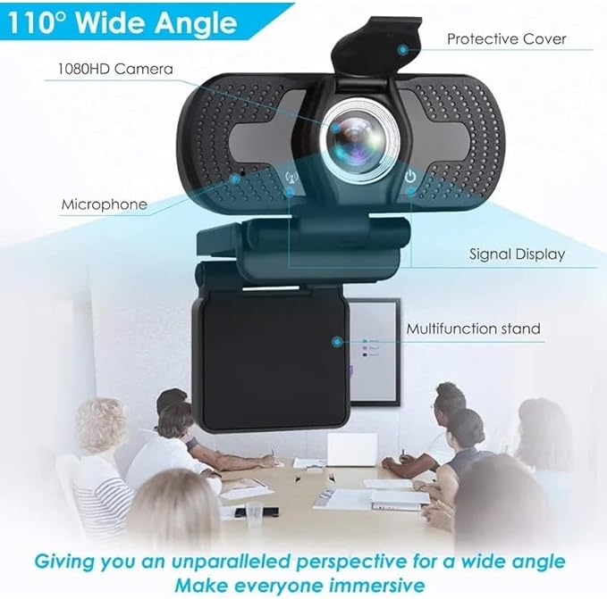 Smart Home Webcam with Own 1080P Wide Angle Built-in Stereo Microphone Support for Lens Autofocus Plug and Play