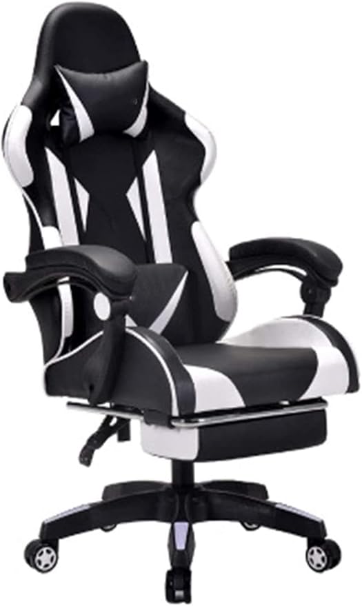 Office Chair Gaming Chair Ergonomic Computer Desk and Chair Office Chair with Footstool Swivel Chair Game Chair Work Chair Chair (Color : White Size : One Size) Needed