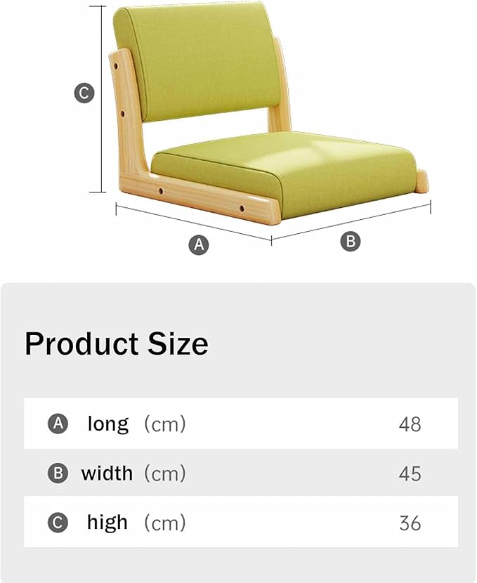ELEFOCUS Floor Chair with Back Support Japanese Style Legless Tatami Chair - Portable Single Chair Seat with Cushion(White 2)