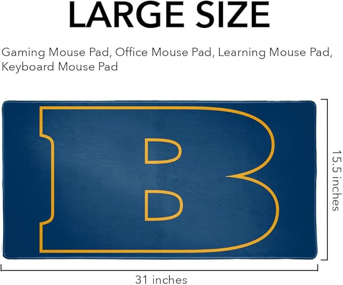 Beloit College Buccaneers Primary Logo Large Gaming Mouse Pad Desk Mat with Stitched Edges Non-Slip Base for Gamer Home and Office 31.5 x 15.7