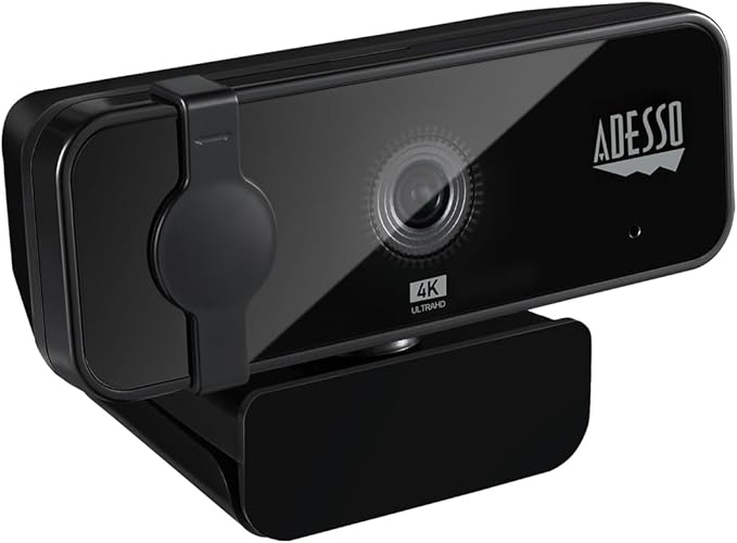 4K Webcam 8MP CMOS Sensor Auto Light Correction 120° Field of View Built-in Dual Microphone HDR Privacy Cover - Ideal Web Camera for Video Calls Zoom Online Teaching Skype Live Streaming