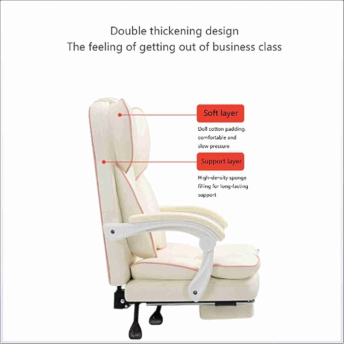 Office Computer Chair White Gaming Chairs Reclining Office Chair with Footrest with Ergonomic High Back Office Chair ?for Adults Teens Desk Chair Designed for Sedentary PeoplePink ( Color : Yellow )