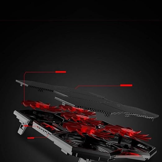 Laptop Cooling Pad Portable Utral Slim Fan Cooler with Quite Fans LED Lights Shield Holders (Black-2 Fans)