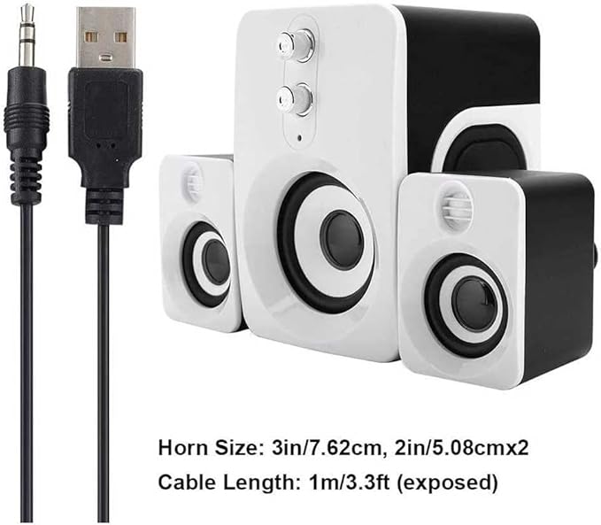 Computer SpeakerMulti-medioa USB Mini Subwoofer Speaker with 360°Surround Stereo Sound PC Speaker for Desktop/Laptop Gaming StereoBuilt-in Microphone
