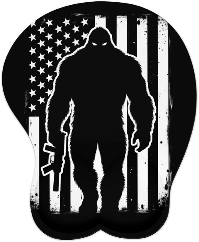 Mousepad America Flag Gorilla Sasquatch Ergonomic Wrist Support Non-Slip Base Mouse Mat with Wrist Rest Computer Mousemat for Desk Work Accessories Pad
