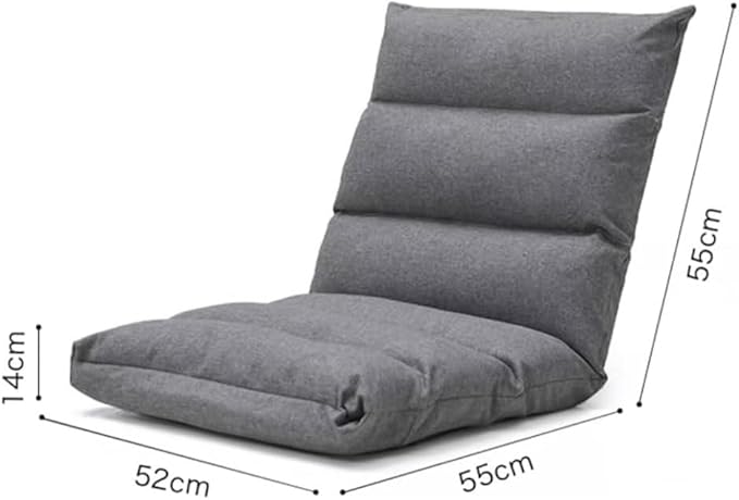 ELEFOCUS Adjustable Ergonomic Gaming Floor Chair - 5-Position Backrest Cotton Linen Lazy Sofa Lounger Recliner(Grey)