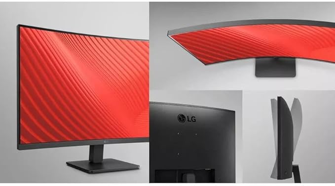 LG 32 inch Curved Monitor FHD VA Display 100Hz 5ms AMD FreeSync Dynamic Action Sync Black Stabilizer Reader Mode Flicker Safe Auto Input Switch OnScreen Control with 5ave HDMI4 Cable