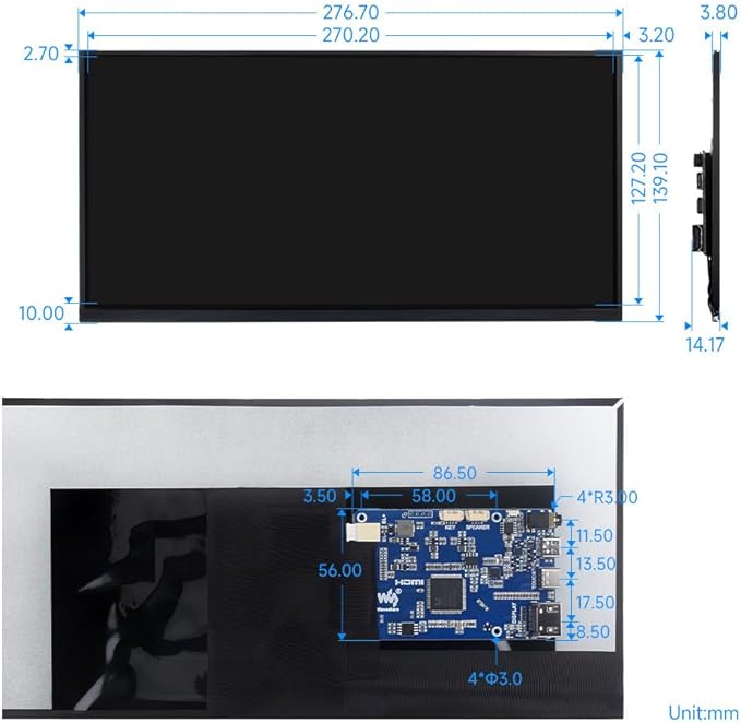 Waveshare 11.6inch Capacitive Touch Display in-Cell Technology 1768×828 Compatible with Raspberry Pi 5/4B/3B/Zero/Zero W/Zero 2W/Pico/Pico Supports Windows/Jetson Nano/TX2/Xavier NX/Orin