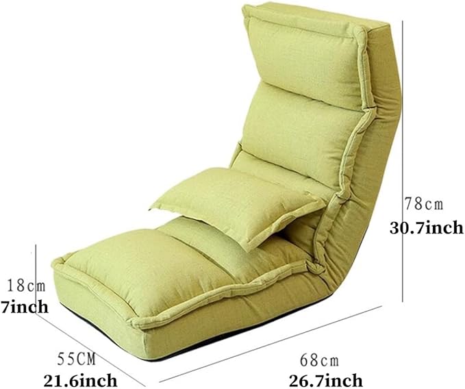 Floor Chairs for Adults Floor Lounger with 5-Position Adjustable Backrest and Headrest Folding Floor Gaming Chair Folding Lazy Sofa Chair for Living Room Bedroom(/Khaki)