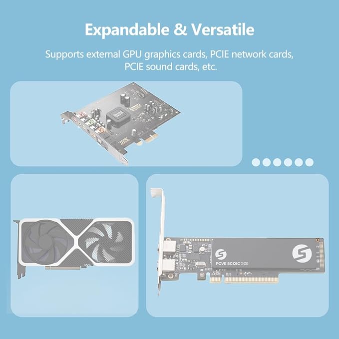 JMT PCIe 5.0 X16 to Oculink 4i GPU Expansion Dock 128G GEN4 High Speed Direct-Connect with 50cm Cable Compatible with M.2 NVMe Docking Station GDP Laptop (Dock-OC7)
