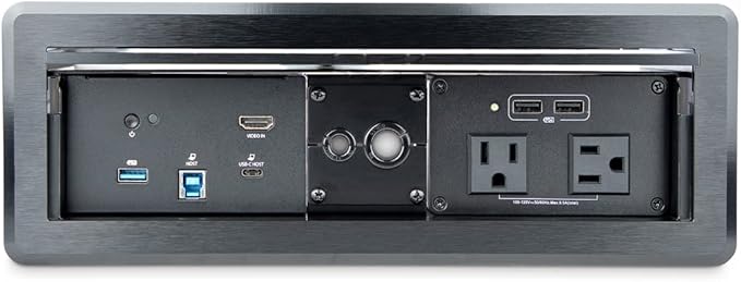 StarTech.com Conference Room Docking Station with Power/Charging Table Connectivity Box Universal USB-C Laptop Dock 60W PD 4K HDMI USB Hub Audio 2X AC Outlets 2xUSB Charge Ports TAA