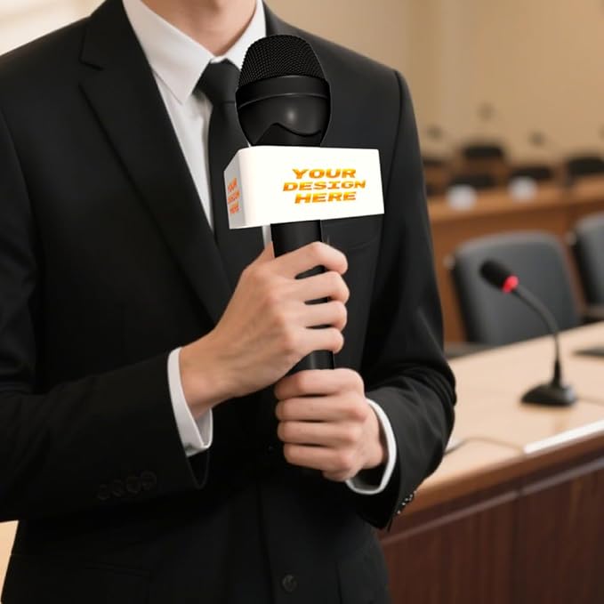Custom Microphone Logo Box Compatible with RE50/B mic Personalize Omnidirectional Dynamic Microphone Flag (Purple Triangle)