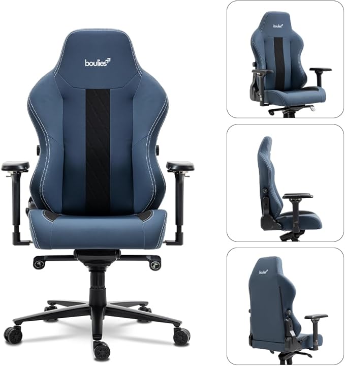 boulies Master Gaming Chair Ergonomic Office Chair for Adults with 4D Armrests Comfortable Computer Chair for Home with Adjustable 4-Way Built-in Lumbar Support (Blue Standard)