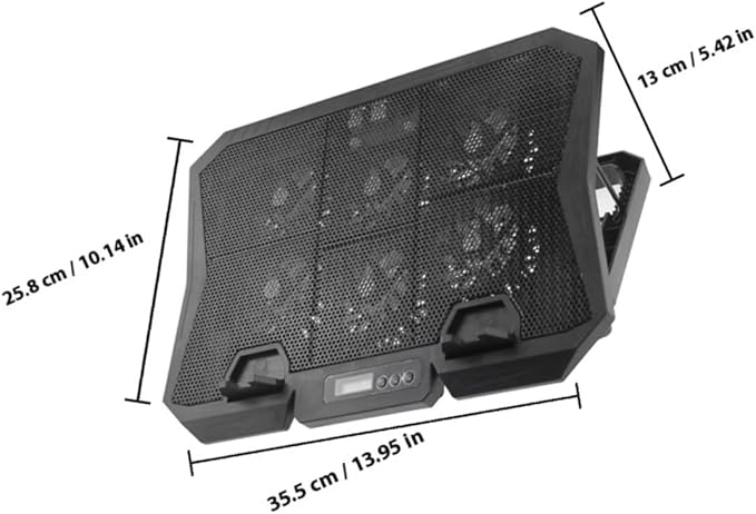Laptop Cooling Pad 15.6 Inch Silent Computer Cooler Stand with Adjustable Fan Speed and Blue LED for Portable Notebook Cooling and Storage
