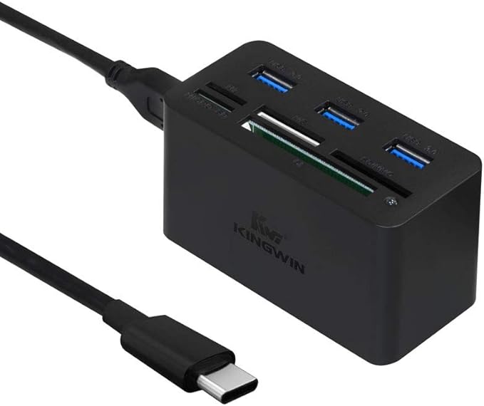 Kingwin USB C Hub Adapter w/ Card Reader Write &amp USB 3.0 HUB - Thunderbolt 3 Supports High Speed SD MS Micro M2 CF For Macbook Laptop Desktop type-c
