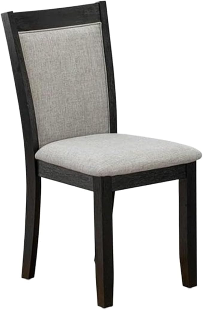 Adjustable Office Computer Chair with Armrest 1pcs Linen Fabric Padded Solid Wood Back Dining Chairs Wirebrushed Black