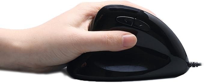 Adesso Imouse E7 - Ergonomic Mouse for Left Hand with Cable Programmable Functions and Adjustable Weight Black