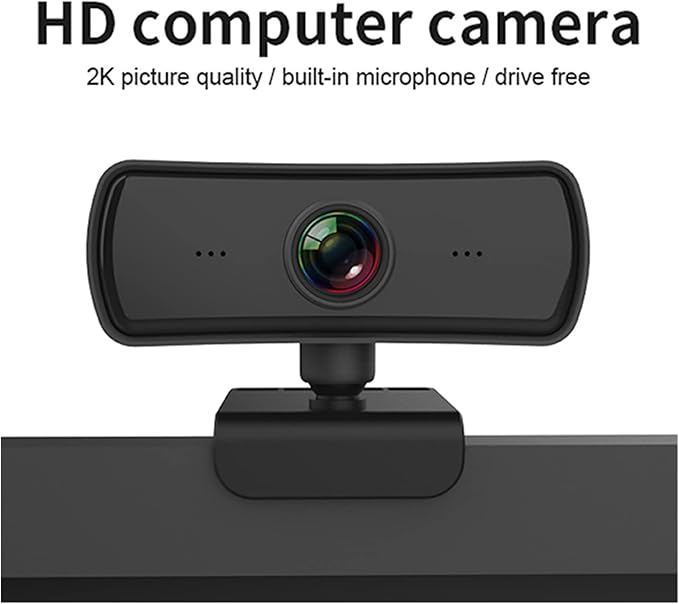 Web Camera Webcam 2K 25601440P HD Computer PC Web Cam with Microphone USB Plug and Play Video Call Laptop Gamer Webcast Live Mini Camera for Gaming Video Calling Recording