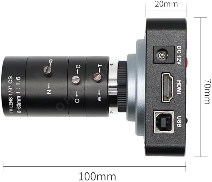 38MP HDMI Camera USB HD Live Streaming Webcam 1080P 2K 60FPS 3800W Industry CS-Mount Camera with 6-60mm/6-12mm Varifocal Lens(Camera 6-60mm Lens)