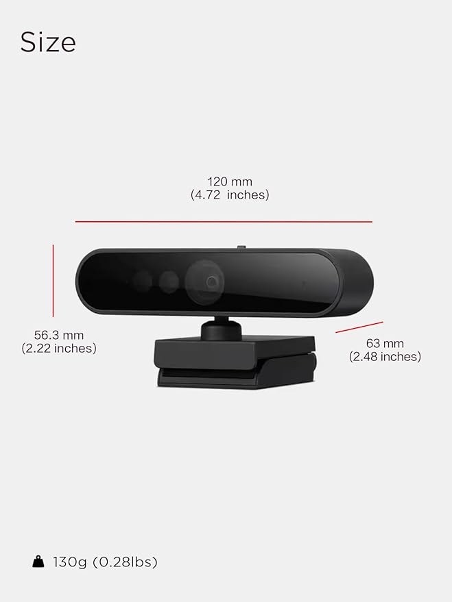 Lenovo Performance FHD 1080p Webcam USB-CLog-on with Windows Hello Dual Microphones 95 Degree Lens and 4X Digital Zoom Sliding Privacy Shutter Black