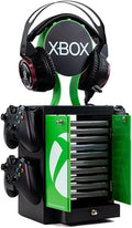 Numskull Official Xbox Gaming Accessory Locker &amp Storage Stand – Holds 10 Games/DVDs 4 Controllers Headset and Accessories – Durable &amp Compact Organizer – Official Xbox Merchandise