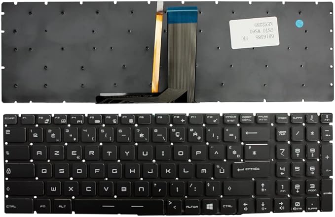 Power4Laptops French Layout Backlit Black Replacement Laptop Keyboard Compatible with MSI Gaming GE62 2QL-649UK