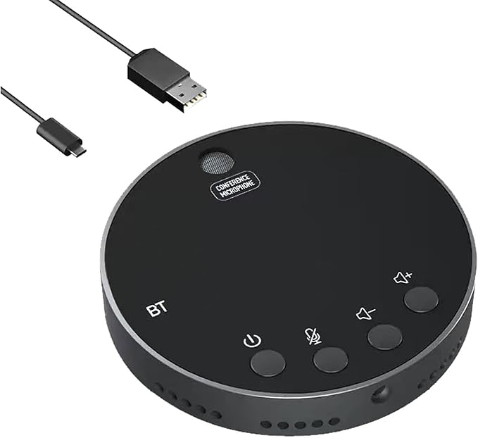 Conference Speaker and Microphone Bluetooth Speakerphone with 360° Voice Pickup USB-C Plug &amp Play Compatible with Leading Platforms for Personal Workspaces