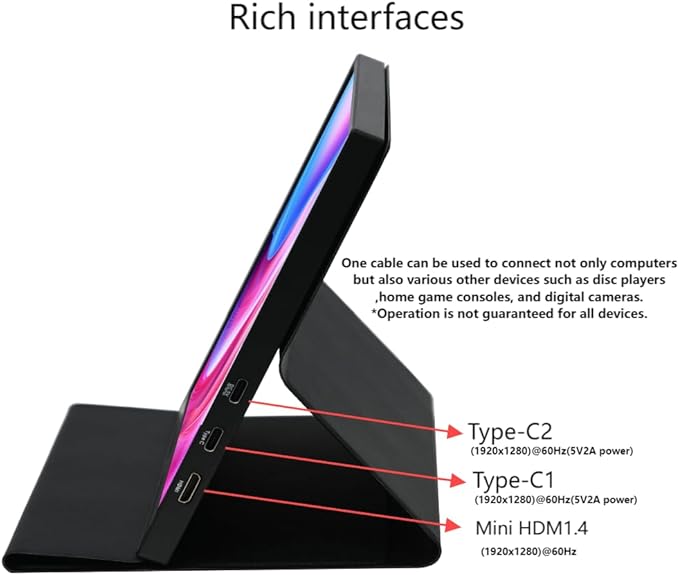 10.5 Portable Monitor FHD 1920×1280 IPS Display Dual USB-C Ports Ultra-Slim 420 nits 100% sRGB Second Screen for Laptop MacBook Switch &amp PS5