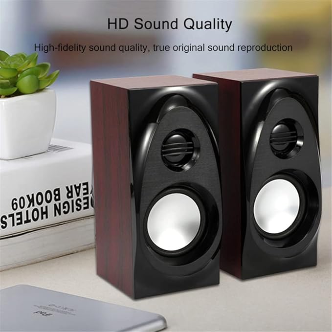 Computer Stereo Wooden Desktop Speakers 3.5mm AUX Input USB Power Computer Speakers for Laptop Desktop Phone Audio Loudspeaker