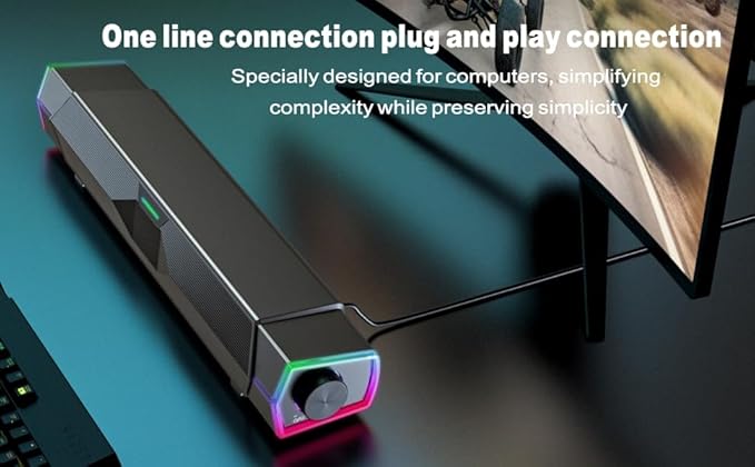 V18 Bluetooth &amp USB Smart Compability Computer Speakers for PC Desktop Monitor Gaming PC Sound Bar Superb Stereo Sound with LED Lighting - Combine/Separate to Customize Your Desk