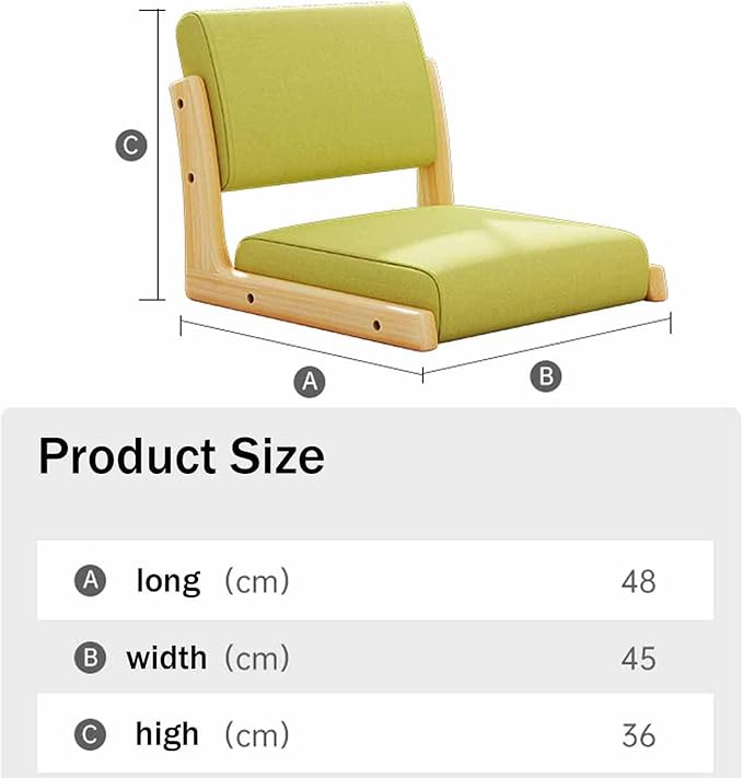 BTZHY Floor Chair Floor Chair Portable Legless Chair with backrest Legless Stool Made of Solid Wood with Comfortable Cotton and Linen Upholstery Portable Single seat Chair
