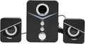 ASHATA Bluetooth Computer SpeakersCompact Computer Speaker with SubwooferDesktop Multimedia Speaker Deep Bass 2.1 Channelwith Blue Ambient Lightfor Wedding Party(Black)