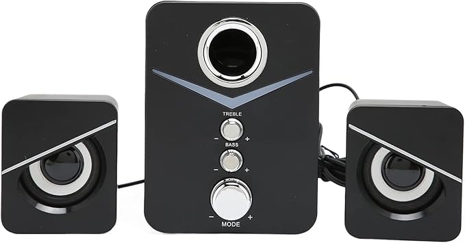 Computer Speakers 2.1 Channel Deep Bass Mini Desktop Speaker HiFi Stereo Computer Sound Bar RGB Home Speaker System for Wedding Party (Black)