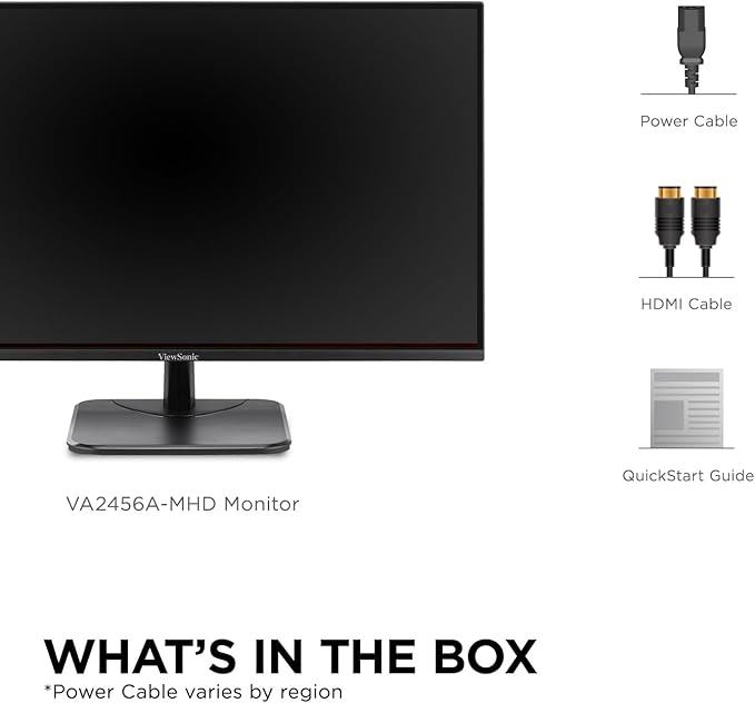 ViewSonic VA2456A-MHD 24 Inch IPS 1080p Monitor with 120Hz Eye Care HDMI DisplayPort and VGA Inputs for Home and Office