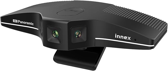 Innex C831 180° Panoramic 4K Wide Angle Webcam with Microphone AI Facial Tracking for Windows Mac Easy Setup Conference Room Camera with Flexible View Angle for Meeting Room Huddle Space