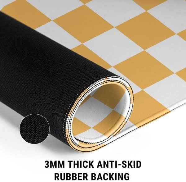 Skinit Large Gaming Mouse Pad - Yellow and White Checkerboard Design with Stitched Edges Waterproof Non-Slip Rubber Base Desk Mat for Keyboard &amp Mouse 31.5 x 11.8 inches