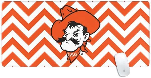 Skinit Extra Large Gaming Mouse Pad - Officially Licensed Oklahoma State University Chevron Print Design with Stitched Edges Waterproof Non-Slip Rubber Base Desk Mat for Keyboard &amp Mouse