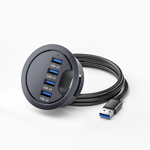 ChenYang USB 3.0 Flush Mount Desktop HUB4 USB 3.0 Port HUB Grommet Hole 2.36(60mm)