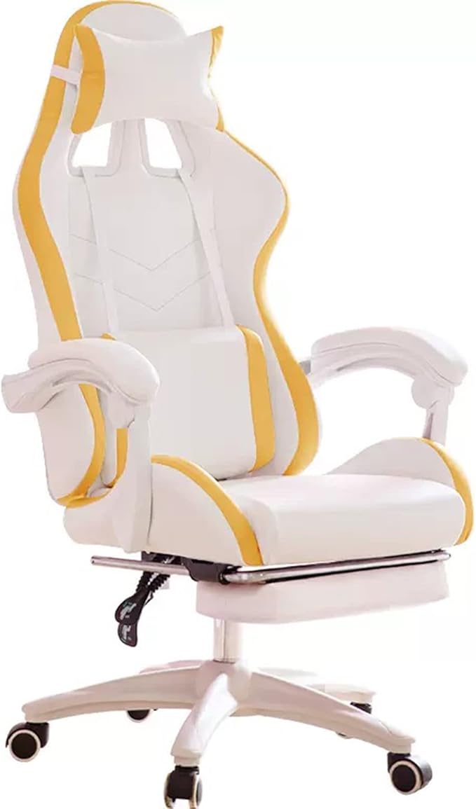 TBQATNTS Pink Girls Gaming ChairCinnamoroll Ergonomic Gaming Chair with FootrestAdjustable Head Pillow and Lumbar Support PC Computer ChairTeen Gaming Chair.Yellow